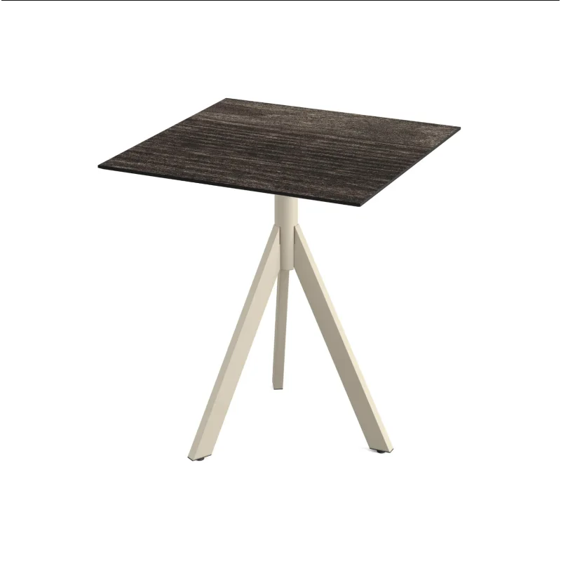 Usine Directe Table de Bistrot avec Piètement Sable Infinity Tripod et Plateau HPL Riverwashed Wood - 70 x 70 cm