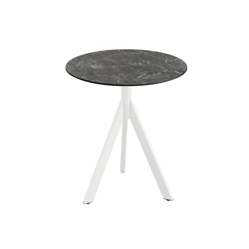 Table de Bistrot avec Piètement Blanc Infinity Tripod et Plateau HPL Galaxy Marble - Ø 70 cm Nouveauté