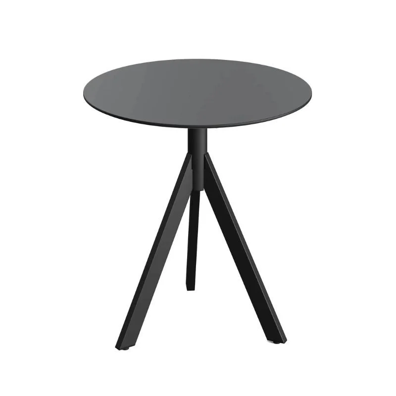 Top Vente Table de Bistrot avec Piètement Noir Infinity Tripod et Plateau HPL Noir - Ø 70 cm