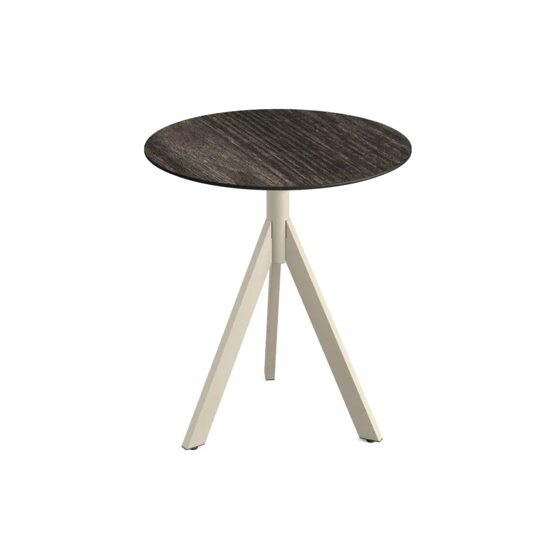 Table de Bistrot avec Piètement Sable Infinity Tripod et Plateau HPL Riverwashed Wood - Ø 70 cm Promotion Saisonnière