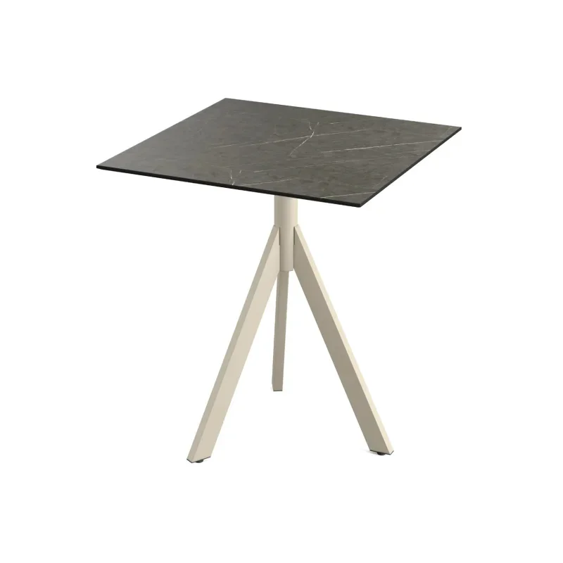 Table de Bistrot avec Piètement Sable Infinity Tripod et Plateau HPL Midnight Marble - 70 x 70 cm Achat Immédiat