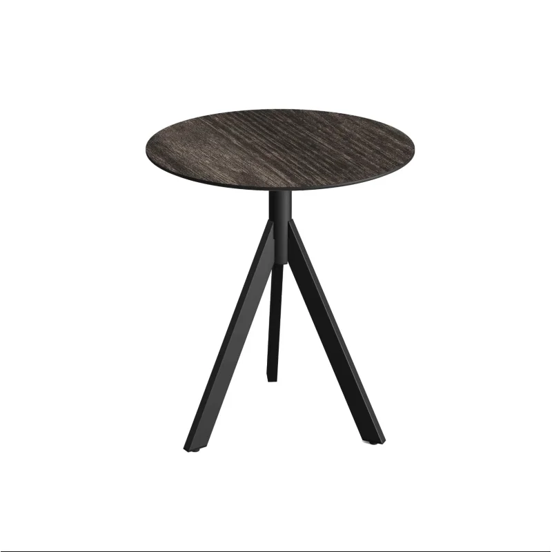 Table de Bistrot avec Piètement Noir Infinity Tripod et Plateau HPL Riverwashed Wood - Ø 70 cm Populaire