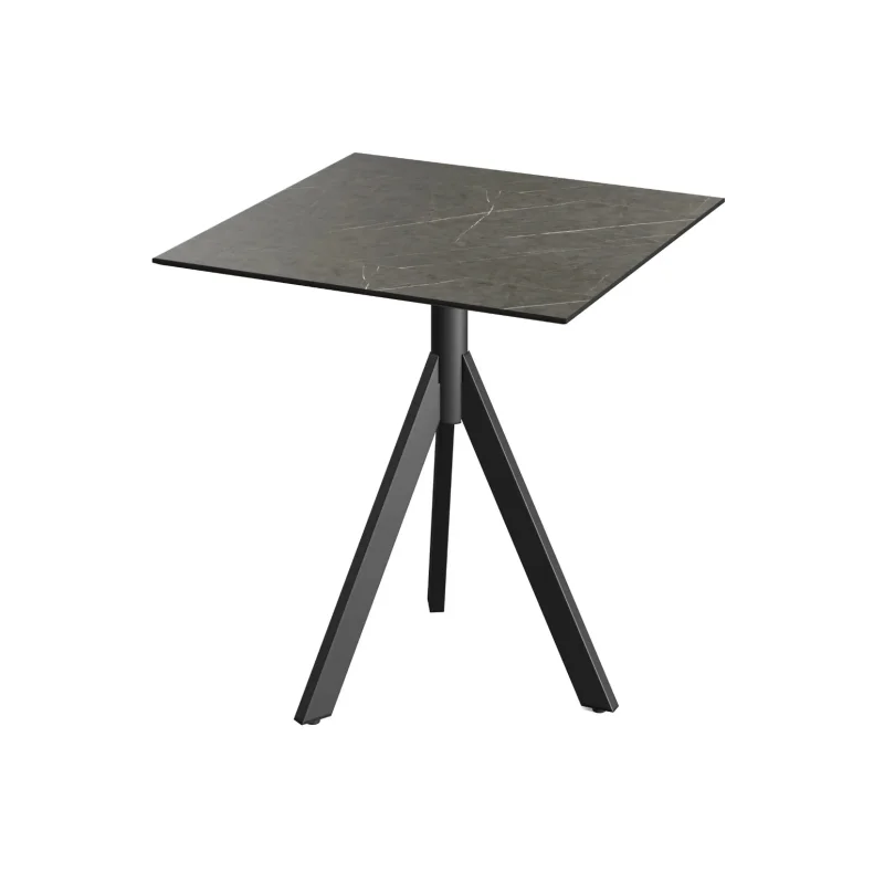Table de Bistrot avec Piètement Noir Infinity Tripod et Plateau HPL Midnight Marble - 70 x 70 cm Nouveauté