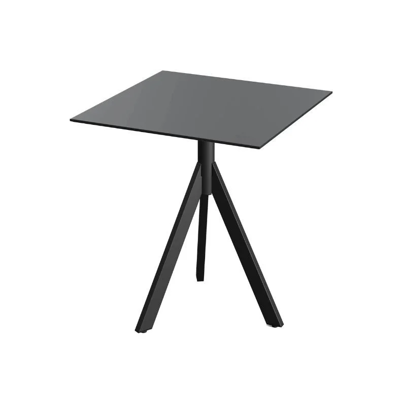 Table de Bistrot avec Piètement Noir Infinity Tripod et Plateau HPL Noir - 70 x 70 cm Populaire
