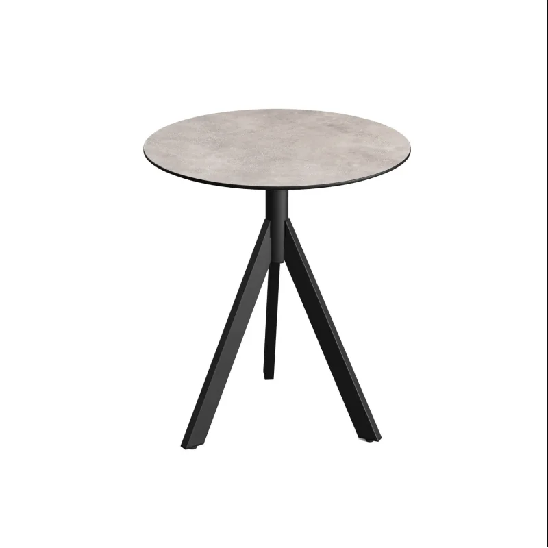 Must-Have Table de Bistrot avec Piètement Noir Infinity Tripod et Plateau HPL Moonstone - Ø 70 cm