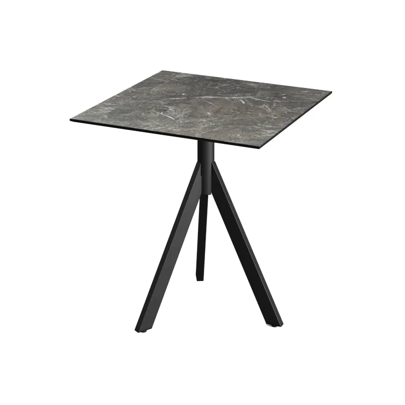 Quantité Limitée Table de Bistrot avec Piètement Noir Infinity Tripod et Plateau HPL Galaxy Marble - 70 x 70 cm