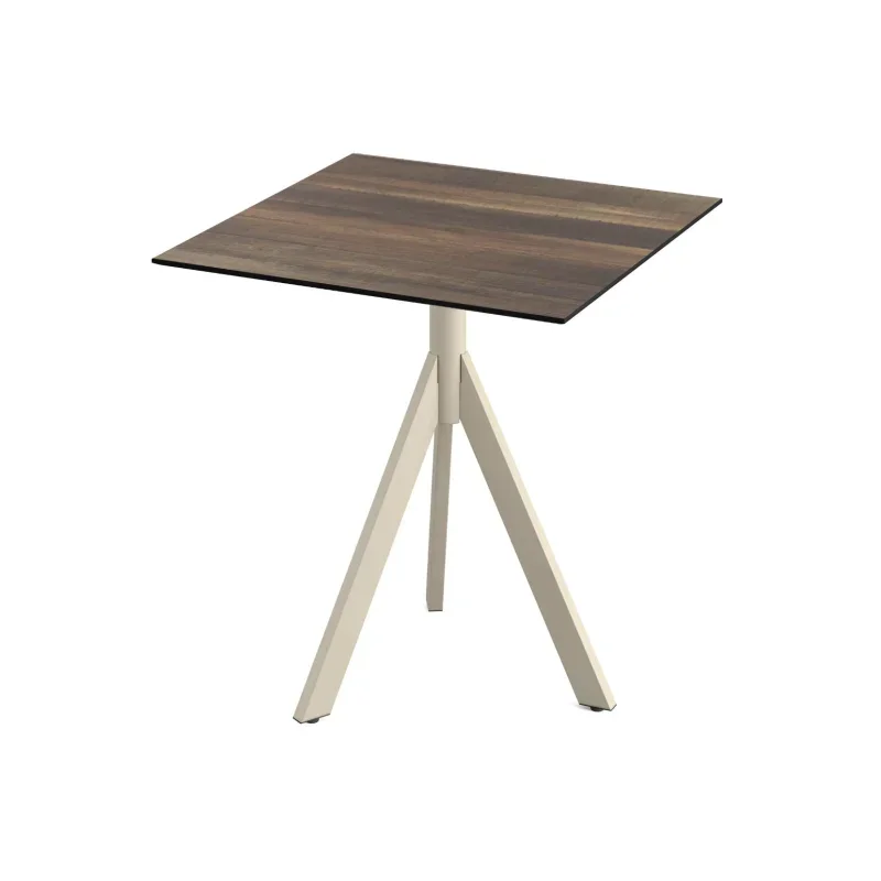 Table de Bistrot avec Piètement Sable Infinity Tripod et Plateau HPL Tropical Wood - 70 x 70 cm Promotion Saisonnière