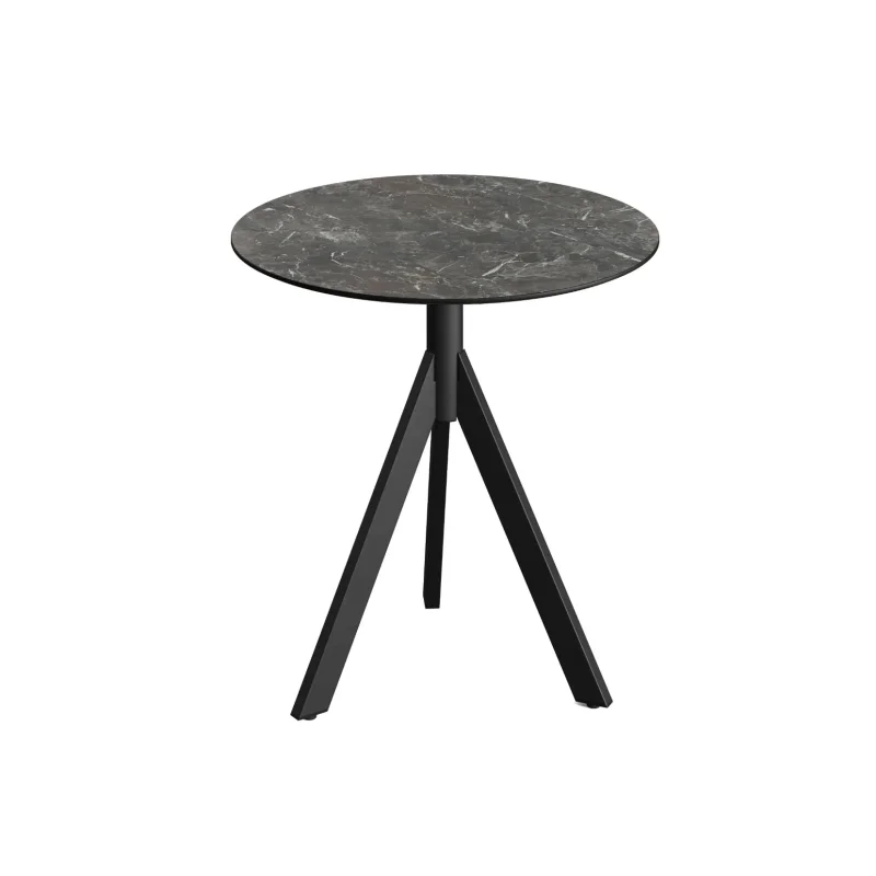 Table de Bistrot avec Piètement Noir Infinity Tripod et Plateau HPL Galaxy Marble - Ø 70 cm Commande En Gros