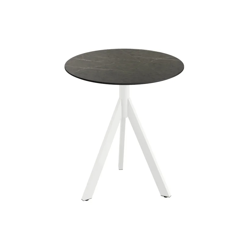 Super Prix Table de Bistrot avec Piètement Blanc Infinity Tripod et Plateau HPL Midnight Marble - Ø 70 cm