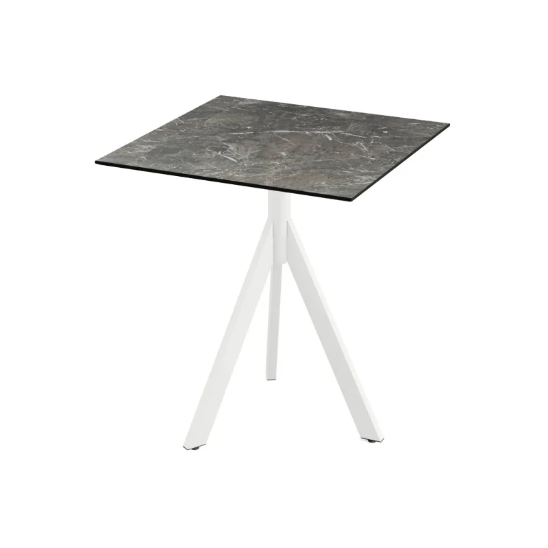 Table de Bistrot avec Piètement Blanc Infinity Tripod et Plateau HPL Galaxy Marble - 70 x 70 cm Prix Promo