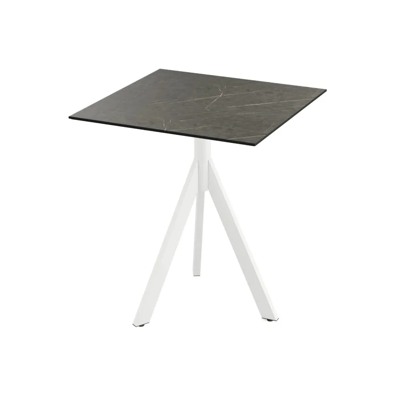 Table de Bistrot avec Piètement Blanc Infinity Tripod et Plateau HPL Midnight Marble - 70 x 70 cm Dernière Chance