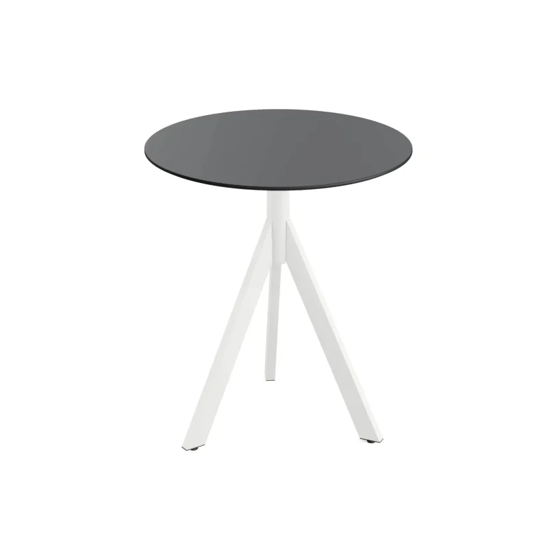 Top Vente Table de Bistrot avec Piètement Blanc Infinity Tripod et Plateau HPL Noir - Ø 70 cm