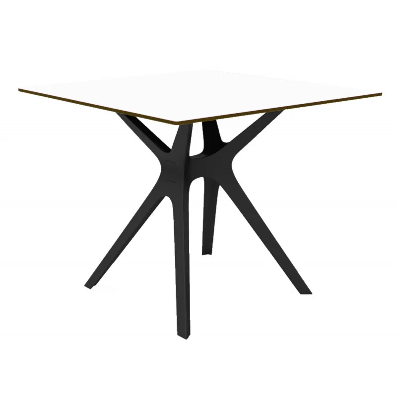 Table Blanche à Pied Noir - 90 x 90 cm Nouveauté