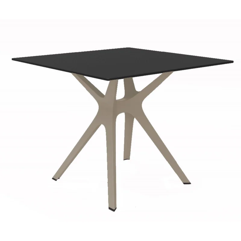 Paiement Sécurisé Table Noire à Pied Sable - 90 x 90 cm
