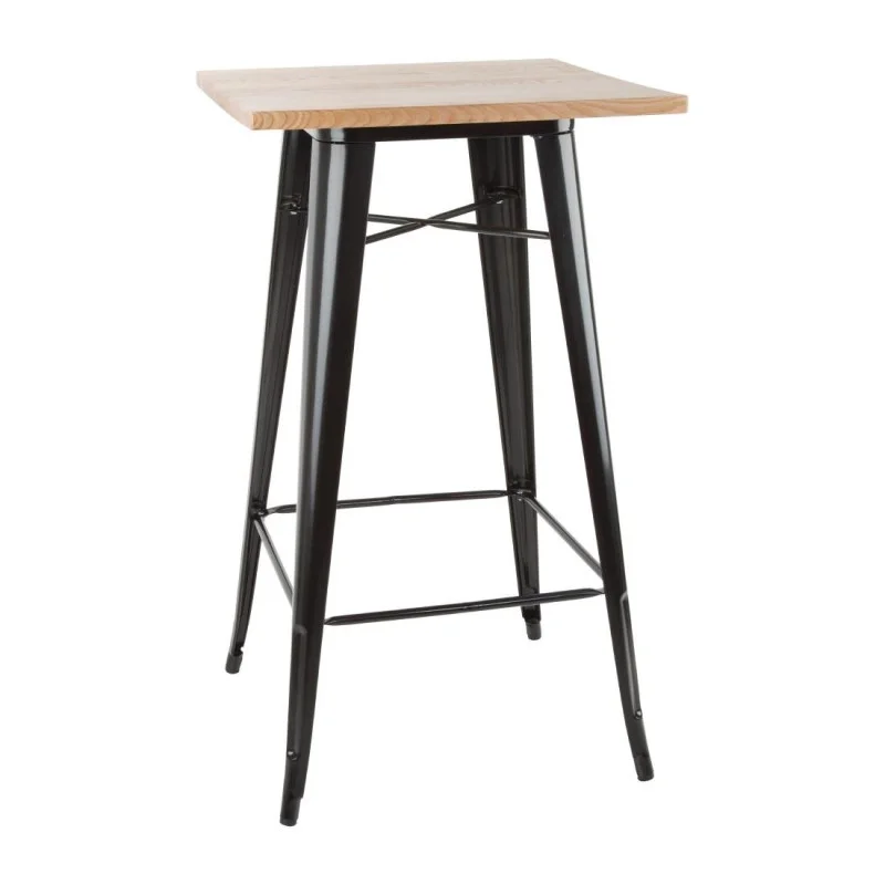 Table de Bar Noire avec Plateau en Bois Quantité Limitée