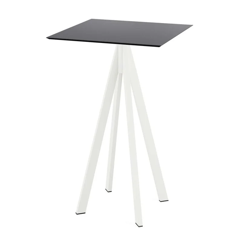 Mange-Débout Infinity Piètement Blanc et Plateau Noir - 70 x 70 cm Produit De Marque