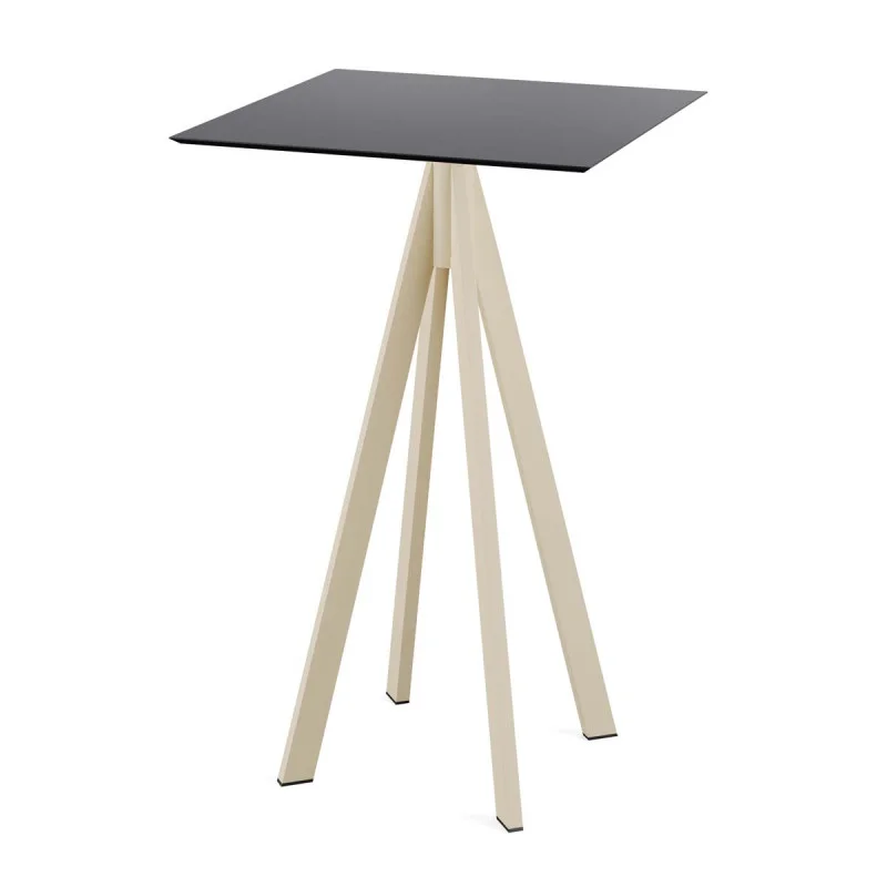 Mange-Débout Infinity Piètement Sable et Plateau Noir - 70 x 70 cm Promotion Saisonnière