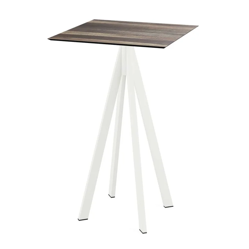 Affaire À Saisir Mange-Débout Infinity Piètement Blanc et Plateau Tropical Wood - 70 x 70 cm