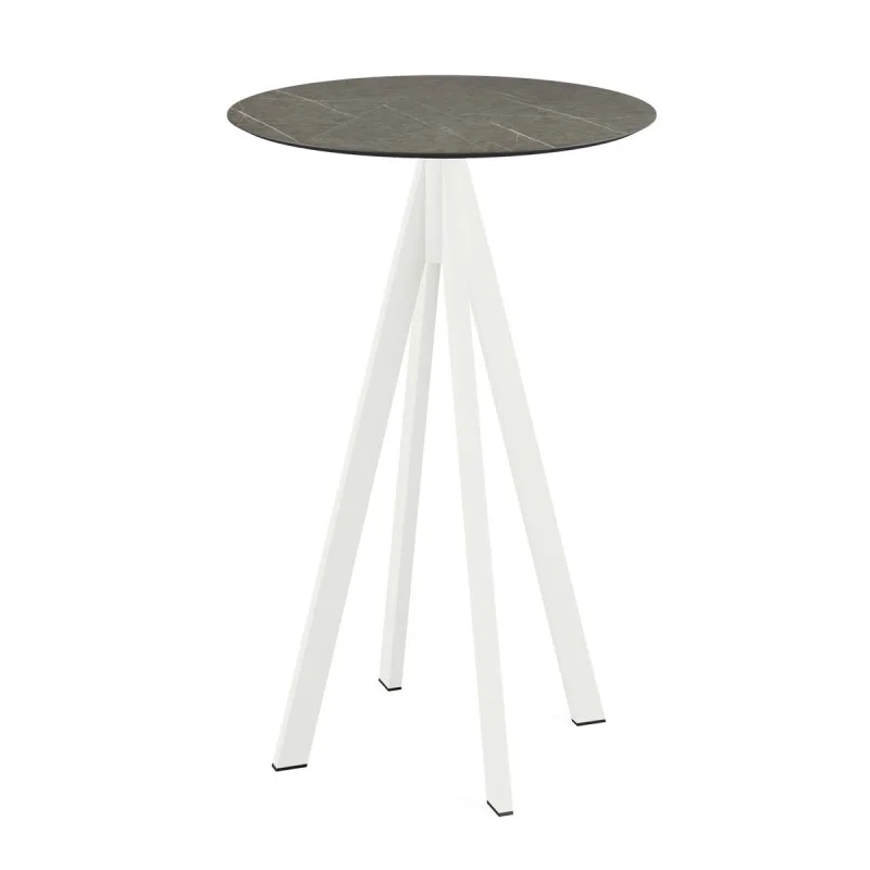 Super Prix Mange-Débout Infinity Piètement Blanc et Plateau Midnight Marble - Ø 70 cm