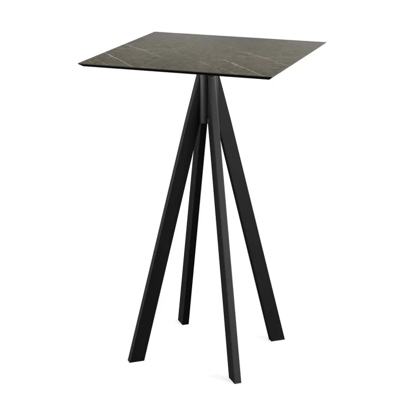 Mange-Débout Infinity Piètement Noir et Plateau Midnight Marble - 70 x 70 cm Prix Choc