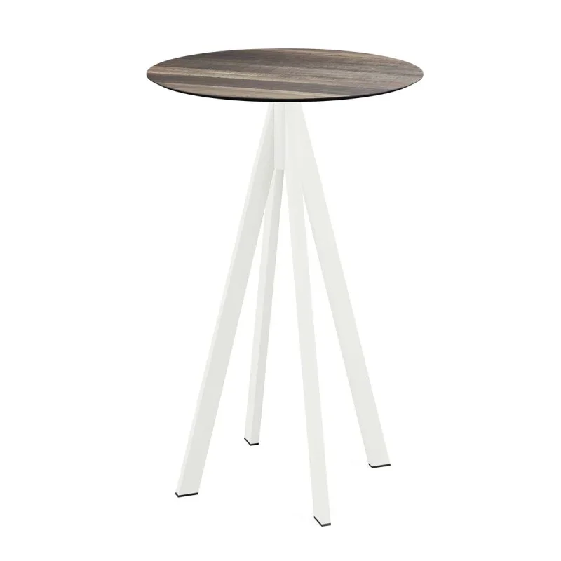 Mange-Débout Infinity Piètement Blanc et Plateau Tropical Wood - Ø 70 cm Acheter En Ligne