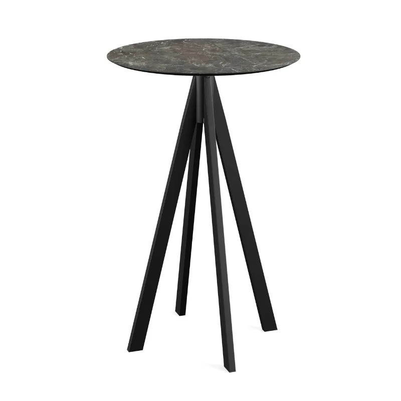 Bon Marché Mange-Debout Infinity Tripod avec Piètement 4 Pieds et Plateau HPL Galaxy Marbre - Ø 70 cm