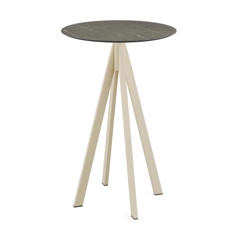 Offre Spéciale Mange-Débout Infinity Piètement Sable et Plateau Midnight Marble - Ø 70 cm
