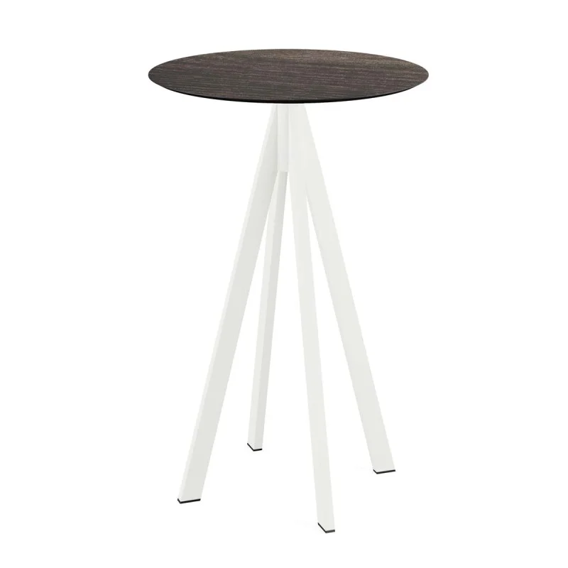 Mange-Débout Infinity Piètement Blanc et Plateau Riverwashed Wood - Ø 70 cm Nouvelle Collection