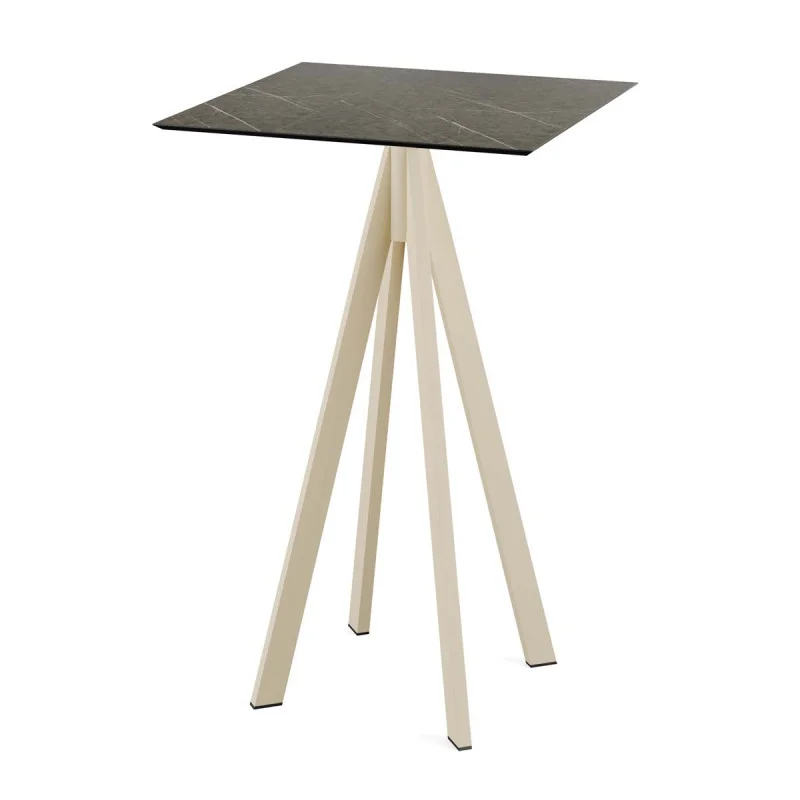 Mange-Débout Infinity Piètement Sable et Plateau Midnight Marble - 70 x 70 cm Populaire