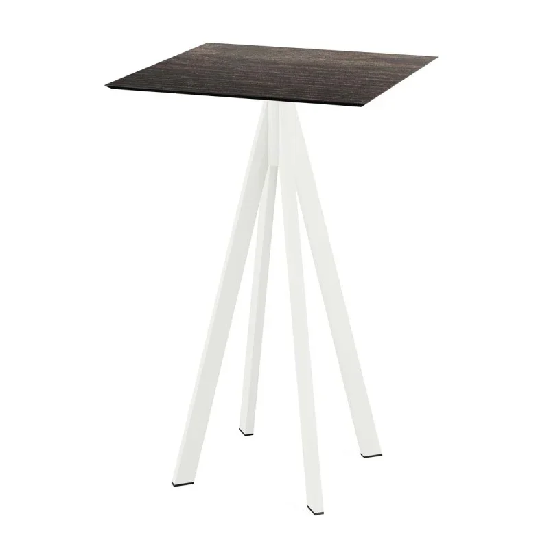Commande En Gros Mange-Débout Infinity Piètement Blanc et Plateau Riverwashed Wood - 70 x 70 cm