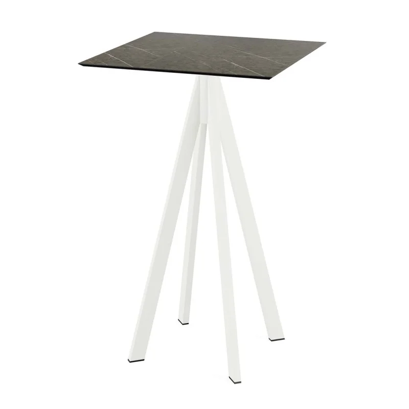 Mange-Débout Infinity Piètement Blanc et Plateau Midnight Marble - 70 x 70 cm Livraison Express