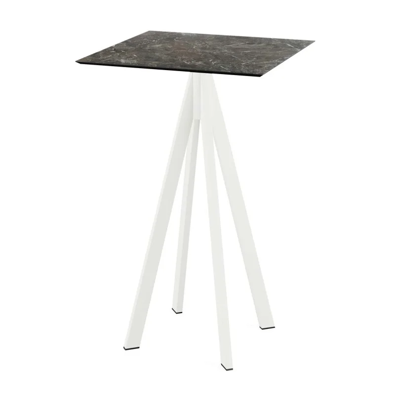 Mange-Débout Infinity Piètement Blanc et Plateau Galaxy Marble - 70 x 70 cm Pas Cher