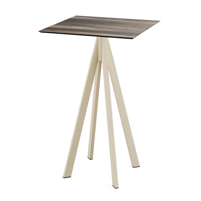Certifié Mange-Débout Infinity Piètement Sable et Plateau Tropical Wood - 70 x 70 cm