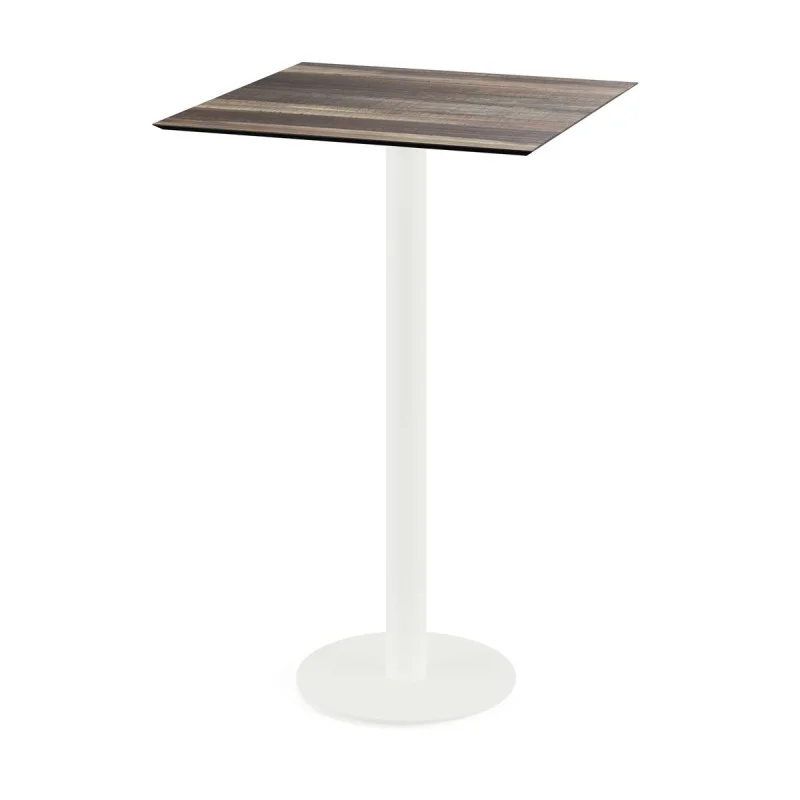 Mange-Debout Urban Piètement Blanc et Plateau Tropical Wood - 70 x 70 cm Commande En Gros