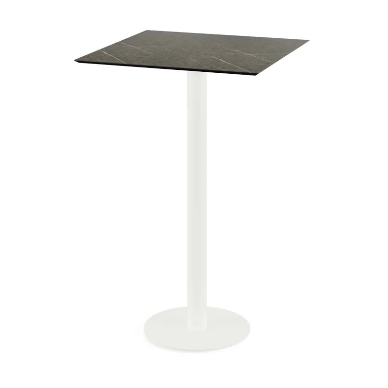 Soldes Mange-Debout Urban Piètement Blanc et Plateau Midnight Marble - 70 x 70 cm