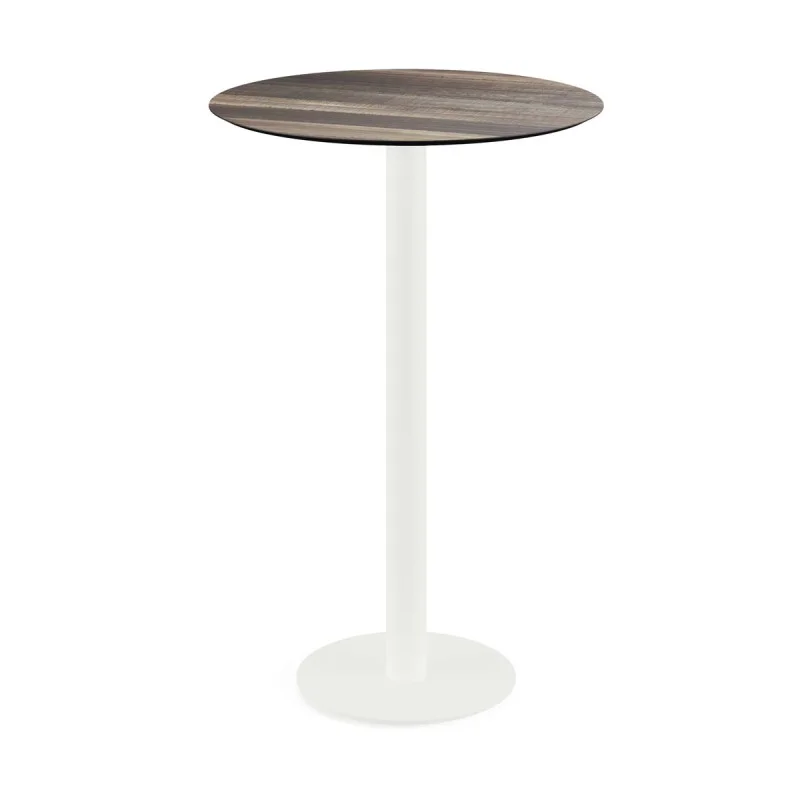 Mange-Debout Urban Piètement Blanc et Plateau Tropical Wood - Ø 70 cm Expédié Aujourd’hui