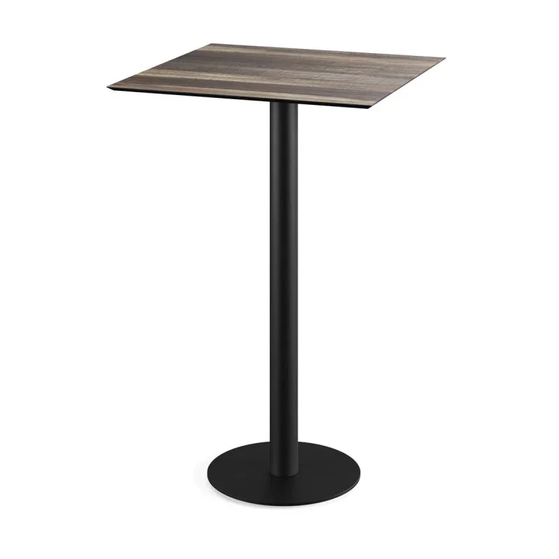 Mange-Debout Urban Piètement Noir et Plateau Tropical Wood - 70 x 70 cm Super Prix