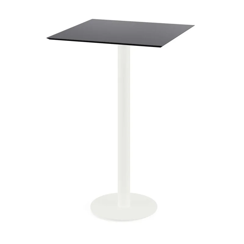 Mange-Debout Urban Piètement Blanc et Plateau Noir - 70 x 70 cm Retour Gratuit