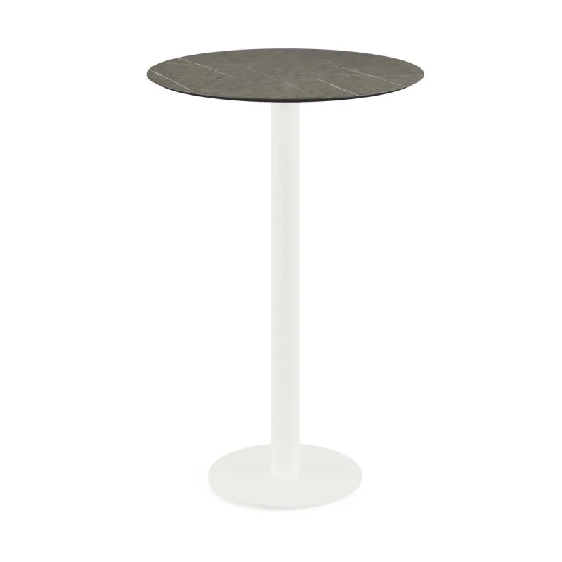Offre Spéciale Mange-Debout Urban Piètement Blanc et Plateau Midnight Marble - Ø 70 cm