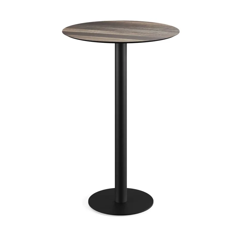 Mange-Debout Urban Piètement Noir et Plateau Tropical Wood - Ø 70 cm Affaire À Saisir