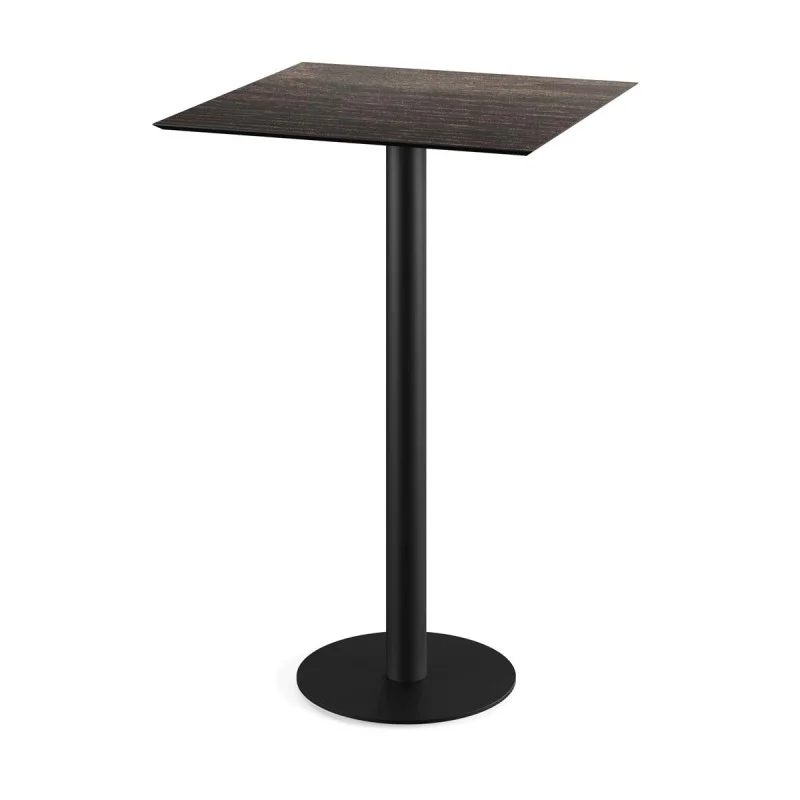 Remise Mange-Debout Urban Piètement Noir et Plateau Riverwashed Wood - 70 x 70 cm