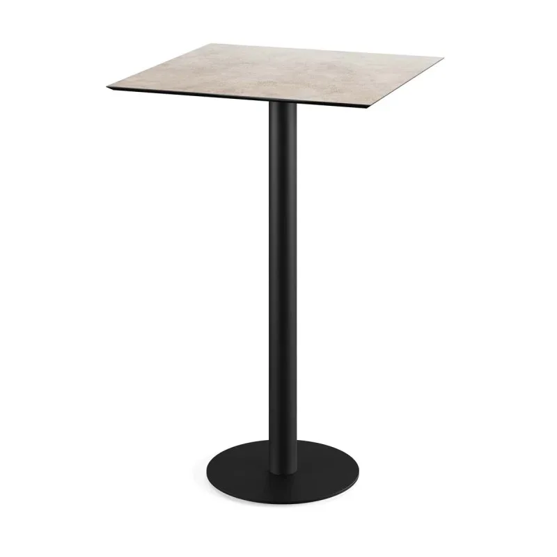 Remise Mange-Debout Urban Piètement Noir et Plateau Moonstone - 70 x 70 cm