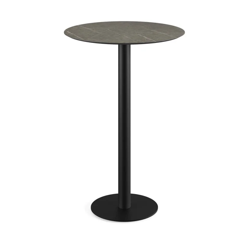 Mange-Debout Urban Piètement Noir et Plateau Midnight Marble - Ø 70 cm Livraison Gratuite