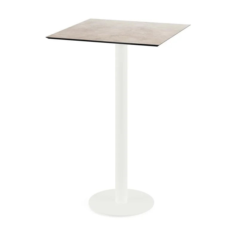 Mange-Debout Urban Piètement Blanc et Plateau Moonstone - 70 x 70 cm Commander Vite