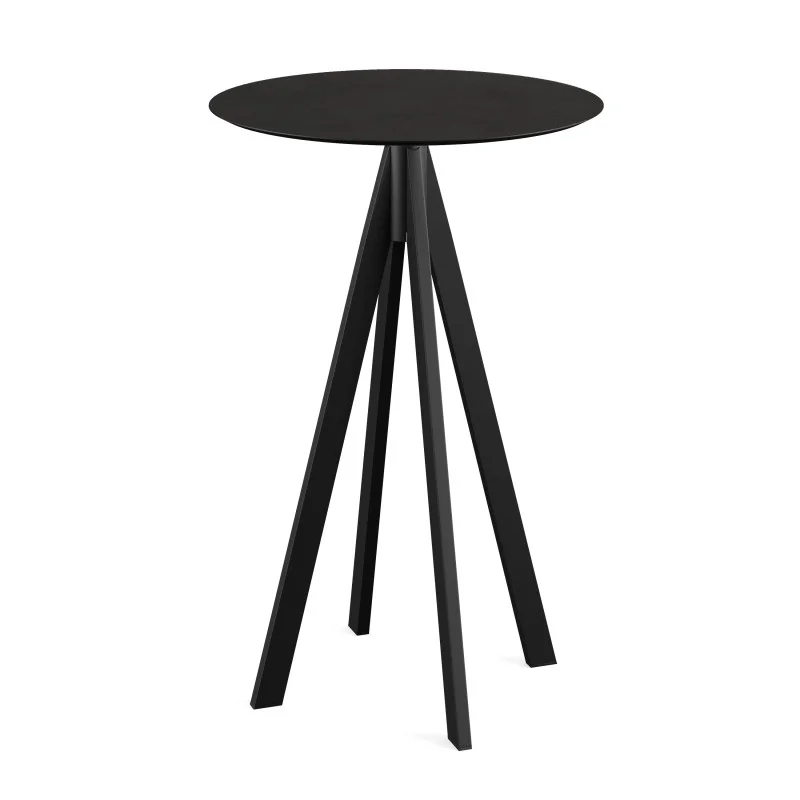 Prix Réduit Mange-Debout Infinity Tripod avec Piètement 4 Pieds et Plateau HPL Noir - Ø 70 cm