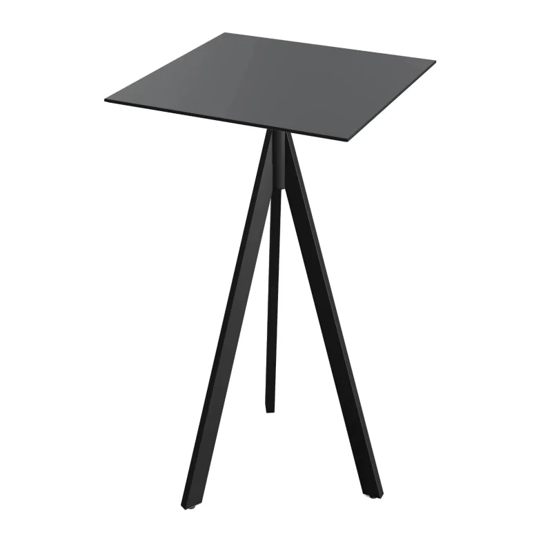 Mange-Debout Infinity Tripod avec Piètement Noir et Plateau HPL Noir - 70 x 70 cm Populaire