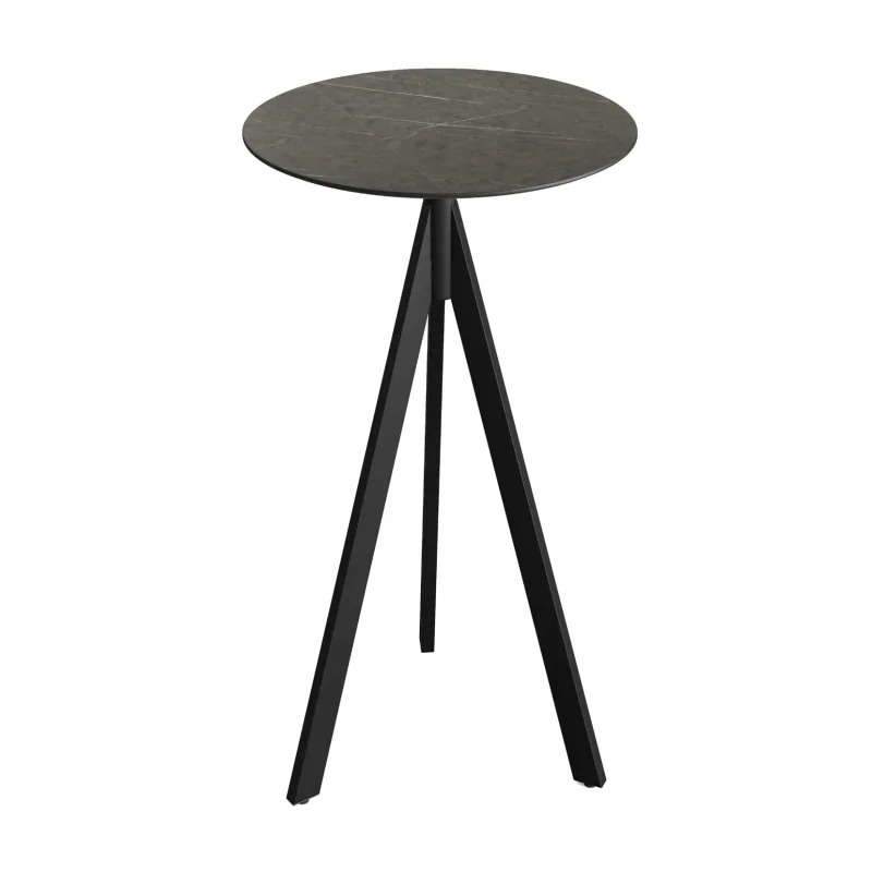 Mange-Debout Infinity Tripod avec Piètement Noir et Plateau HPL Midnight Marble - Ø 70 cm Achat Immédiat