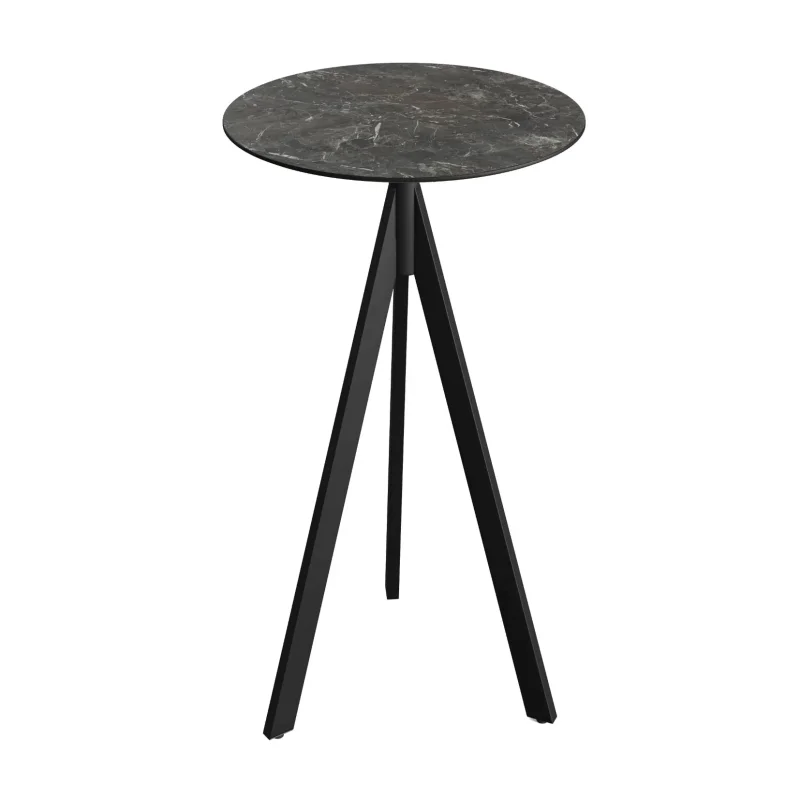 Solde Mange-Debout Infinity Tripod avec Piètement Noir et Plateau HPL Galaxy Marble - Ø 70 cm