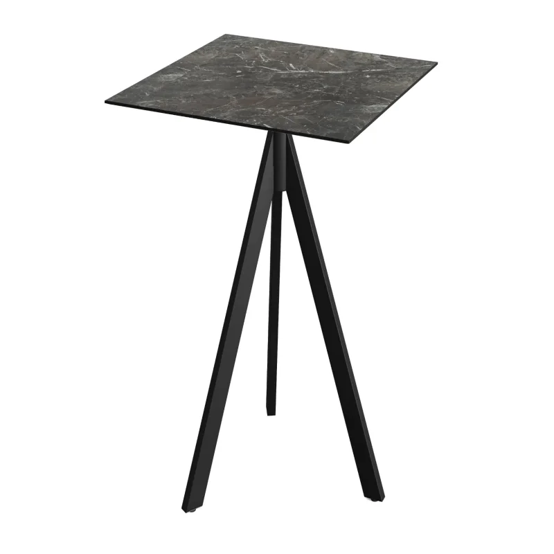 Commander Vite Mange-Debout Infinity Tripod avec Piètement Noir et Plateau HPL Galaxy Marble - 70 x 70 cm