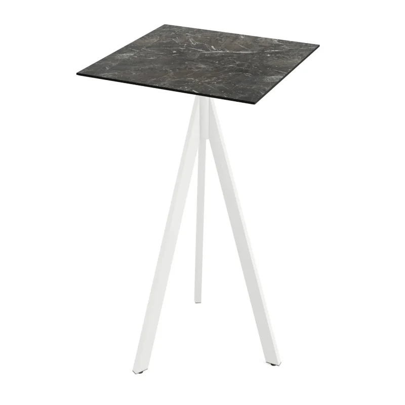 Solde Mange-Debout Infinity Tripod avec Piètement Blanc et Plateau HPL Galaxy Marble - 70 x 70 cm
